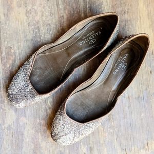 Valentino Garavani Python Crystal Studded Flats sz 39